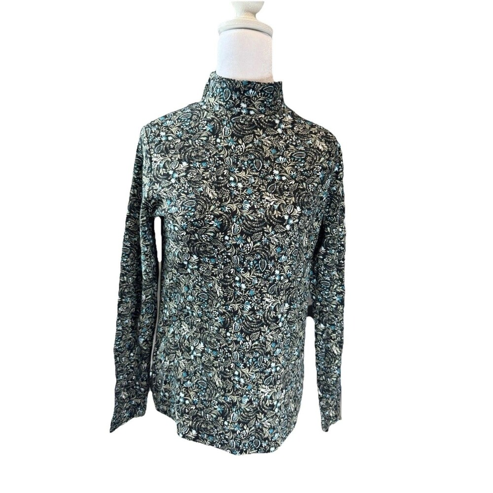 Croft and Barrow Top Long sleeve Women’s Size Petit Small Green Cotton Floral